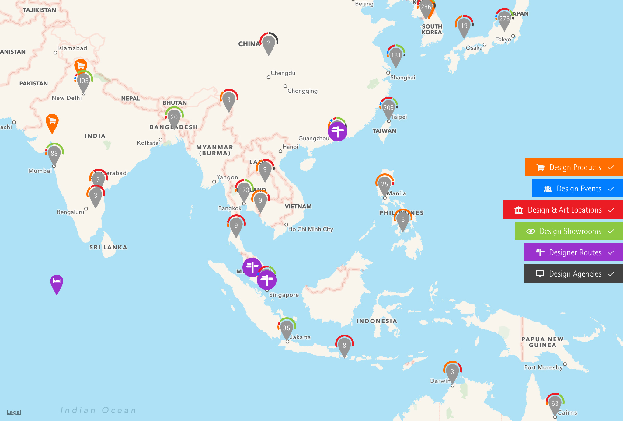 red dot maps design locations asien 