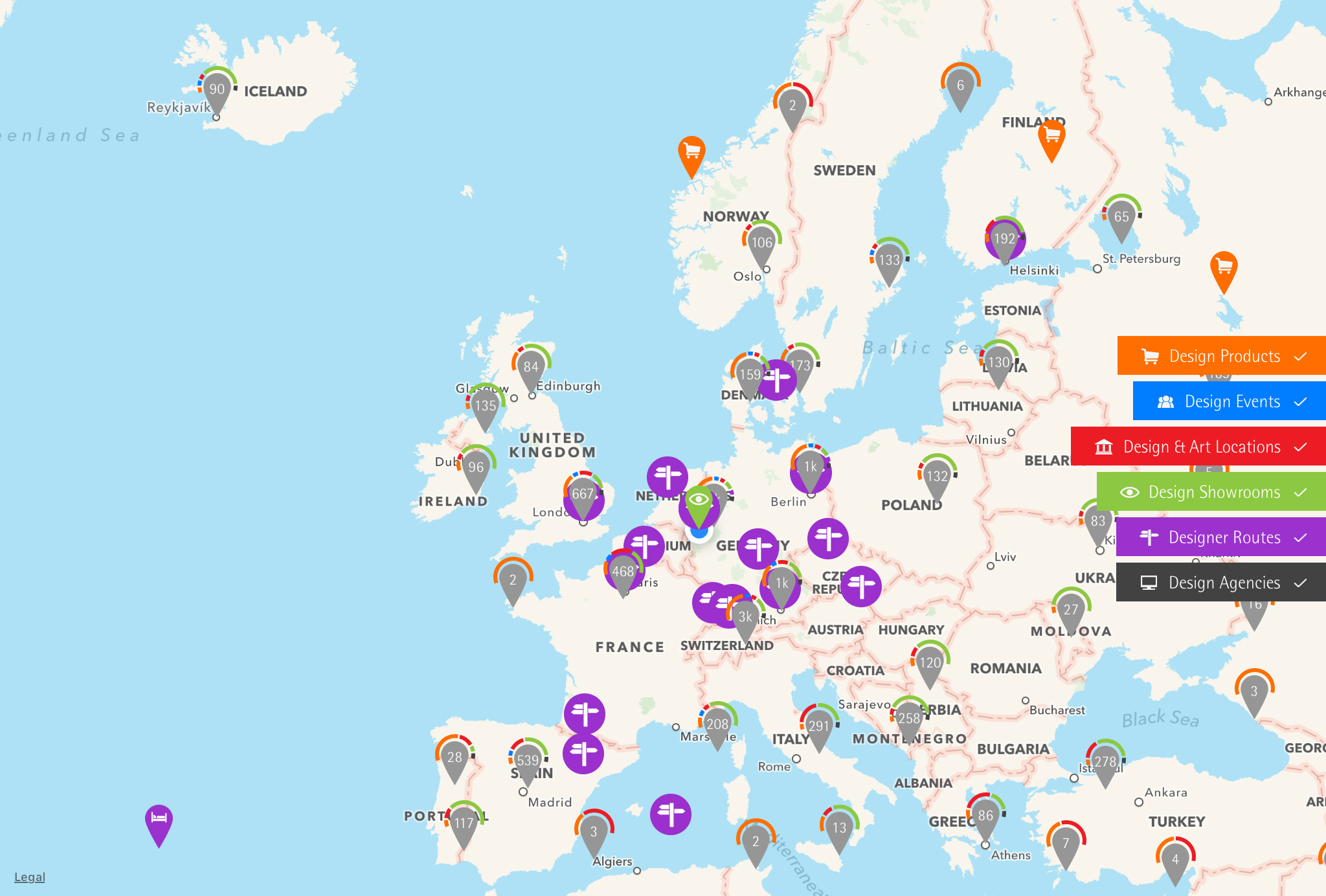 red dot maps design locations  europa 