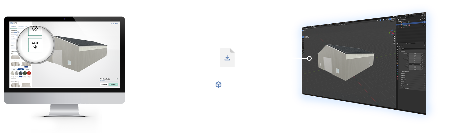 webgl konfigurator gltf export hts tentiq