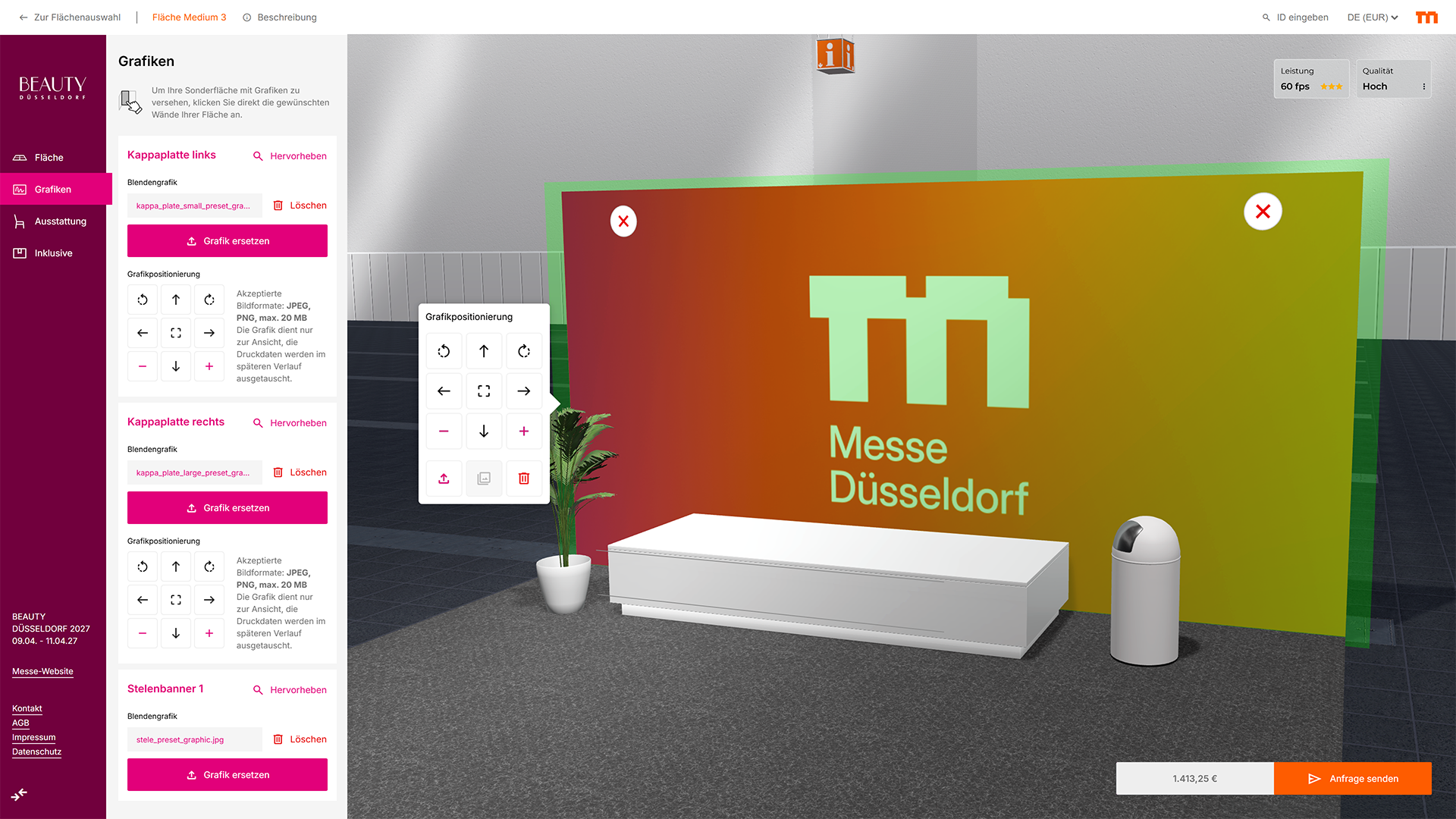 konfigurator webgl grafikbespielung messe duesseldorf serviceflaechen