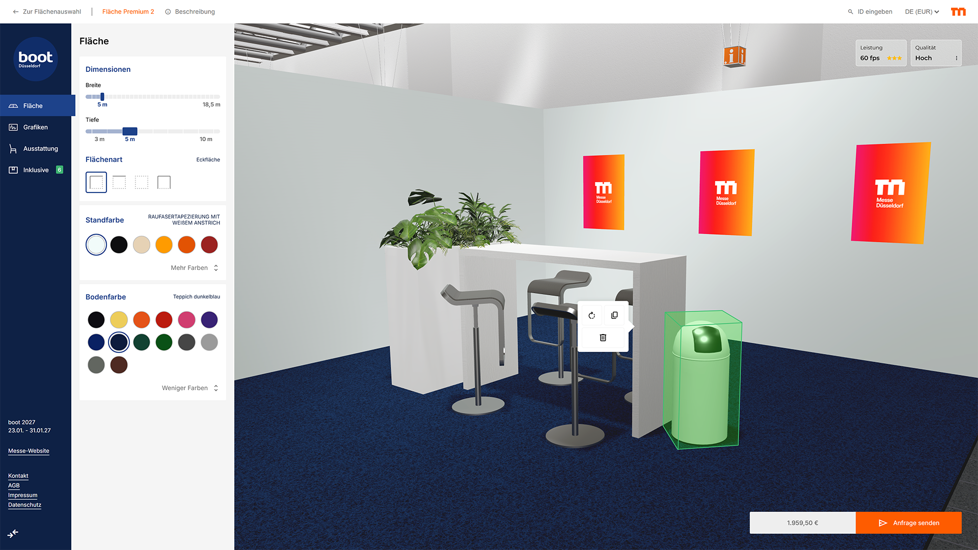 konfigurator webgl produktmanipulation messe duesseldorf serviceflaechen