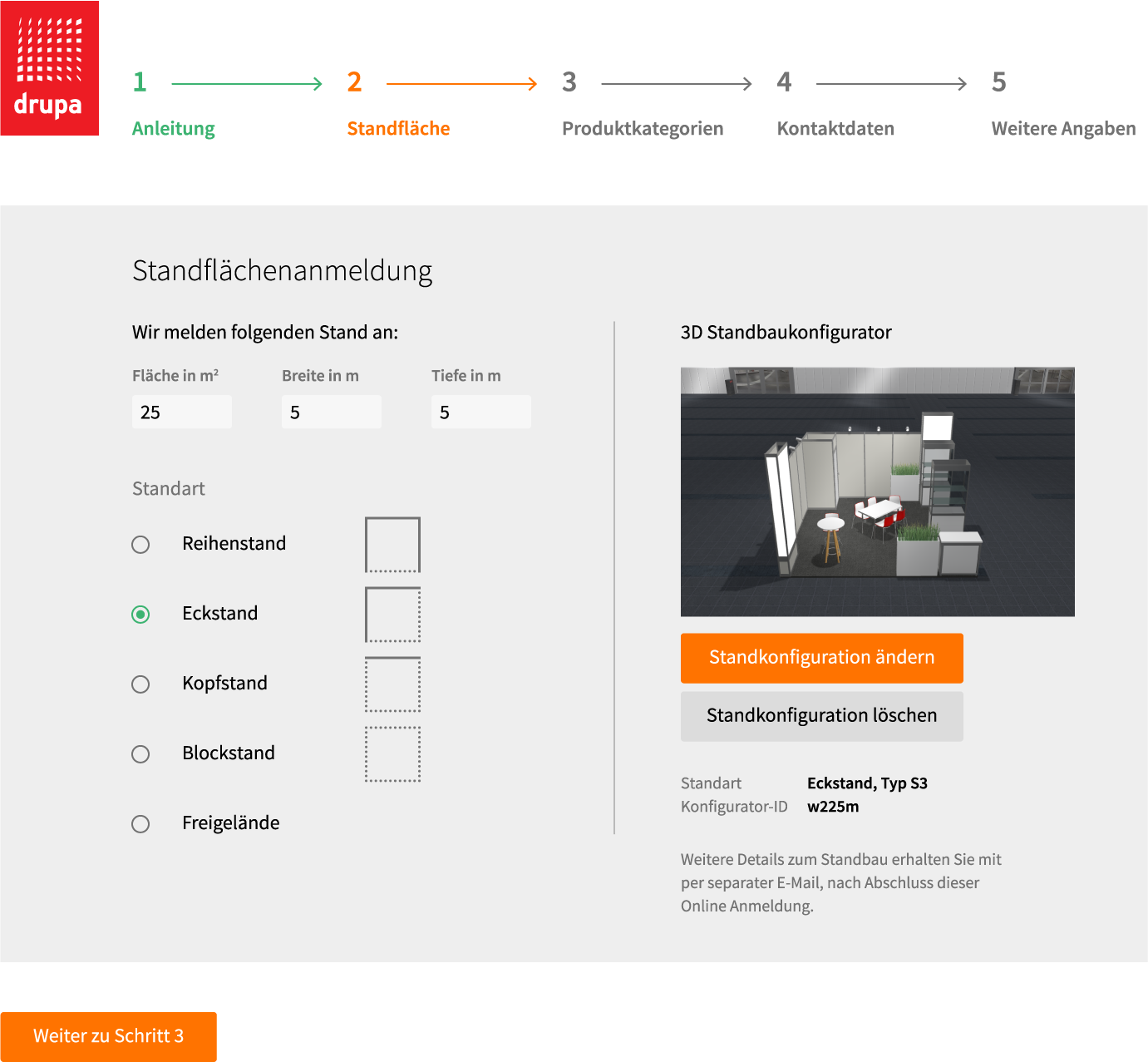 konfigurator webgl Online Anmeldung Formular messe duesseldorf